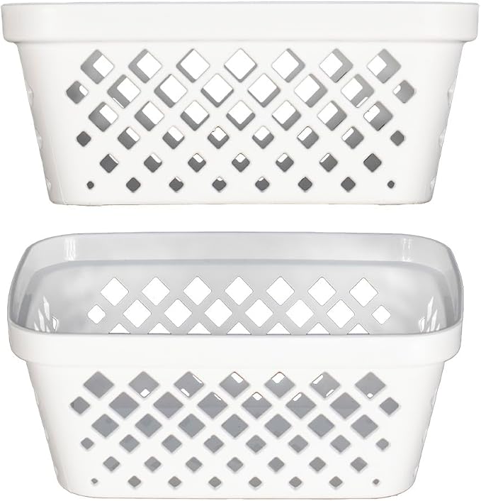 Glad Plastic Storage Basket Set - Multipurpose Drawer Trays, Kitchen Pantry Containers, and Bathroom Bins - 9 Pack Small Organizers, White