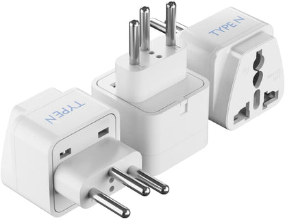 Ceptics Brazil Travel Plug Adapter (Type N) - 3 Pack [Grounded & Universal] (GP-11C-3PK)