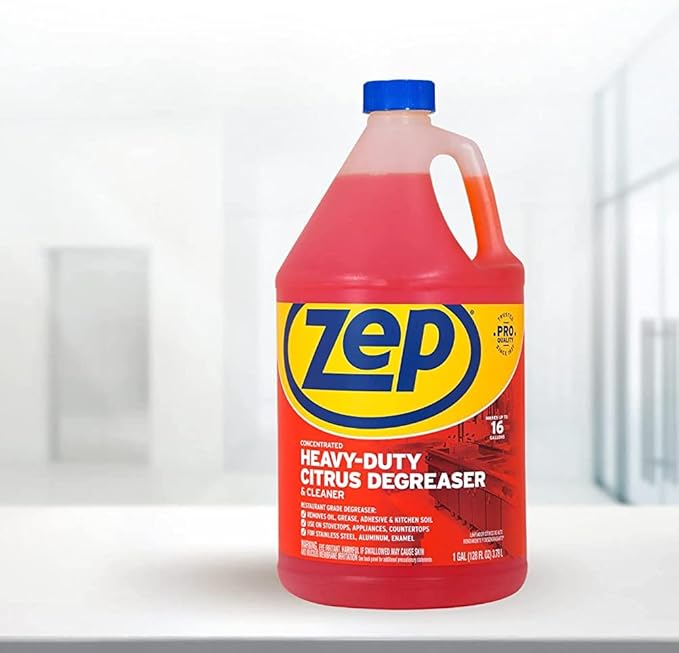 Zep Heavy-Duty Citrus Degreaser Refill - 1 Gallon (Case of 2) ZUCIT128 - Professional Strength Cleaner and Degreaser, Concentrated Pro Formula