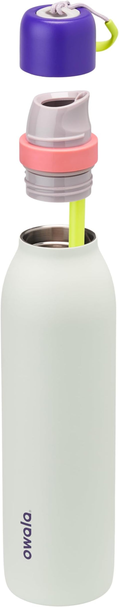 Owala FreeSip Twist Insulated Stainless Steel Water Bottle with Straw for Sports and Travel, BPA-Free, 24-oz, Purple/Green (Minty Horizons)