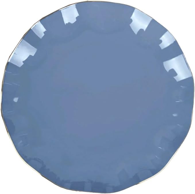 Efavormart 10 Pack | Dusty Blue 6" Round Plastic Dessert Salad Plates,