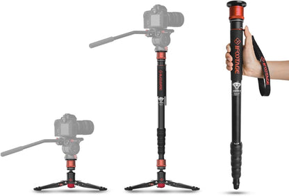 IFOOTAGE Monopod for Camera Cobra 3 A180T, Quick Adjust Monopod with Feet,Height to 71"/180cm,Walking Stick,CB3 Base Tripod,for Camera Photography,Travel,Payload up to 17.64 lbs/8 KG