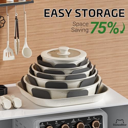 26 Pcs Pots and Pans Set Non Stick, Detachable Handle Cookware