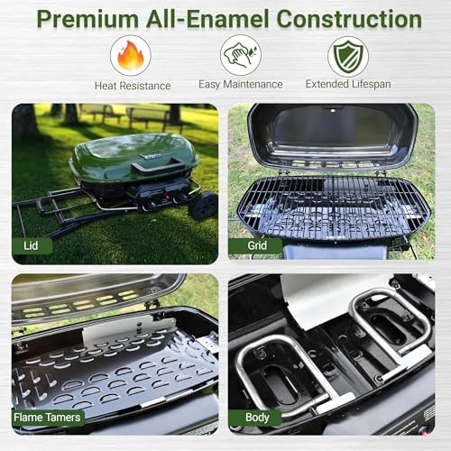 Brand-Man Portable Grill Camping, 2-in-1 Propane Gas Grill & Griddle