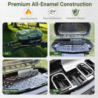 Brand-Man Portable Grill Camping, 2-in-1 Propane Gas Grill & Griddle
