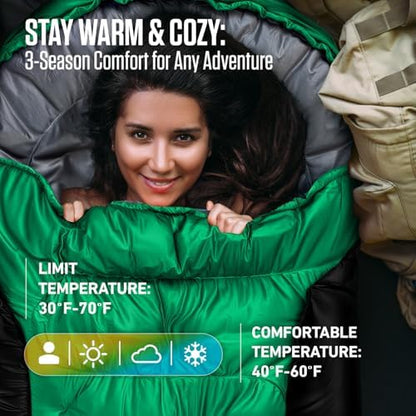 VENTURE 4TH Backpacking Sleeping Bag for Camping - Single, XXL & Double