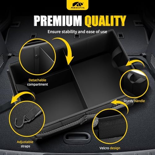 MIKKUPPA Car Trunk Organizer - 65L Collapsible Trunk Organizer with Lid, Sturdy Car Storage for SUV Auto Truck Van with Adjustable Straps and Non Slip Bottom (Black) (Pack of 2)
