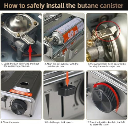 GasBRUH Single Butane Camping Stove with Windblocker, 10000BTU Stainless Steel Portable Camping Stove with Carry Case,Gas Stove for Camping,Tailgating,Outdoor Cooking,Emergency(Fuel not included)