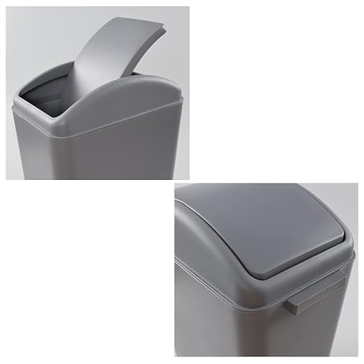3 Pack 4.5 Gallon Plastic Garbage Can with Swing Lid, Swing-top Trash Bin, Gray
