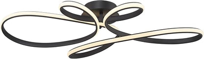 Possini Euro Design Helix Ultra Modern Semi Flush-Mount Ceiling Light Sand Black Dimmable LED Strip Twisting Ribbon Steel Metal 36 1/2" Wide Bedroom Kitchen Living Room Hallway House Home Dining