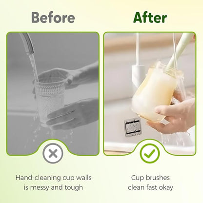 5-in-1 Bottle Cleaning Brush Set, Multifunctional Household Cleaning Kit with Long Flexible Scrubber,for Narrow Mugs, Stainless Steel Cups, Baby Bottles and Tumbler (White, 1 pcs)