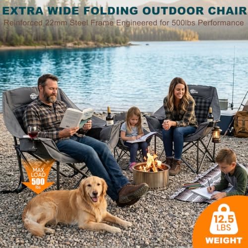 Oversized Camping Chairs for Adults Grey