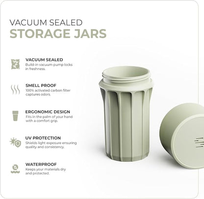Staze Preserve Vacuum Sealed Storage Jars (148ml) | Smell Proof Containers | Herb Storage & Food Storage Container with Protection - (Foam)