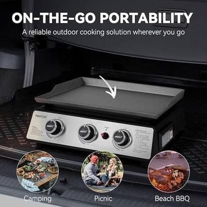 Royal Gourmet PD1301S Portable 3-Burner Tabletop Gas Griddle