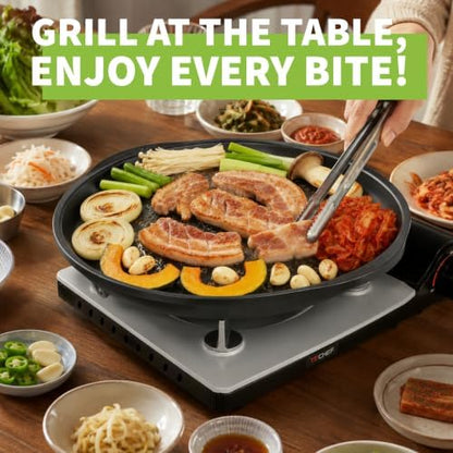 TECHEF - Stovetop Korean BBQ Non-Stick Grill Pan with Agni Portable Gas Stove Burner, Made in Korea (Essential KBBQ Set)