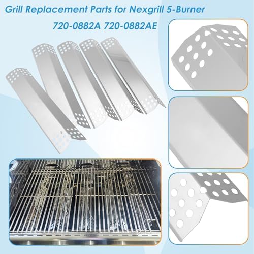 Replacement Parts Kit for Nexgrill Evolution Infrared Plus 5-Burner 720-0882A 720-0882AE 730-0882 730-0882AE, Heat Shield and Burner Kit for Nexgrill Replacement Parts 5 Burner