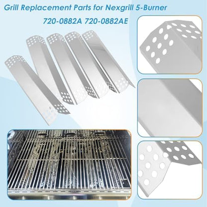 Replacement Parts Kit for Nexgrill Evolution Infrared Plus 5-Burner 720-0882A 720-0882AE 730-0882 730-0882AE, Heat Shield and Burner Kit for Nexgrill Replacement Parts 5 Burner