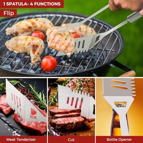 Grilling Accessories, BBQ Accessories, 15Pcs Grill Set, Grill Tools, Grill Accessories with Carrying Bag, Stainless Steel Grill Utensils Set, Grill Kit for Outdoor Camping, Grill Gifts for Men Father