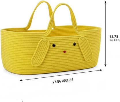 Large Capacity Foldable Storage Basket, Handwoven Cotton Rope Hamper with Handles for Toys, Laundry, Baby Essentials, and Pet Needs 27.56 × 15.75in