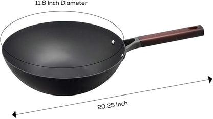 Helen's Asian Kitchen Deluxe Pre-Seasoned Wok, Non-Stick Carbon Steel and Wood Handle