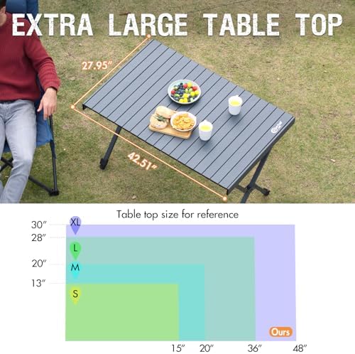 Portal Folding Camping Table with Adjustable Height,Portable Aluminum Table, Dark Gray