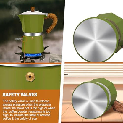 6 Cup Aluminum Espresso Stovetop Moka Pot Express Coffee Maker Percolator Italian Classic Mocha Coffee Machine for Italian and Cuban Cafe Brewing for Home & Camping 300ml 10oz