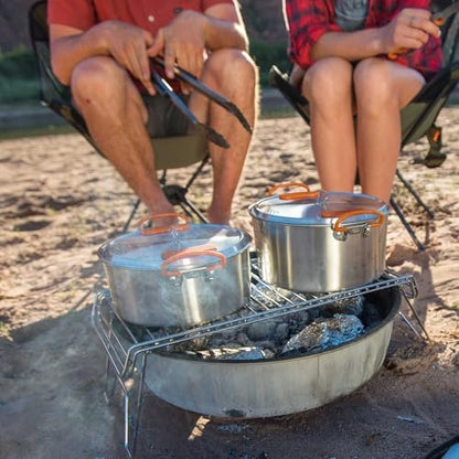 GSI Outdoors Glacier Stainless Camper 4 Person Packable Cookware & Dinnerware Set for Camping or Backpacking