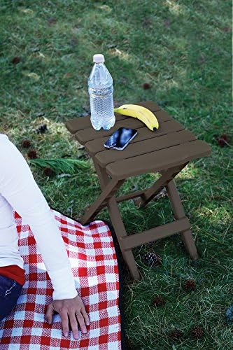 Camco Adirondack Quick-Folding Plastic Outdoor Side Table, Mocha, 51882