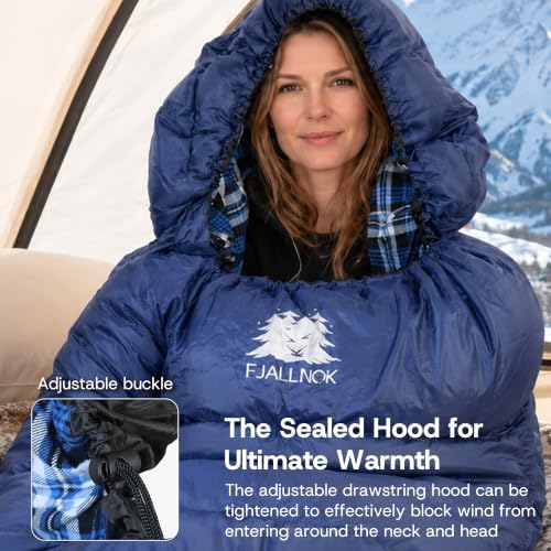 100% Cotton Flannel XXL 3-4 Season Sleeping Bags for Adults