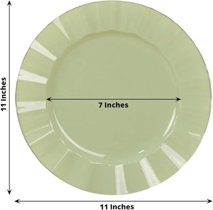 Efavormart 10 Pack | Sage Green 11" Round Plastic Dinner Plates, Disposable