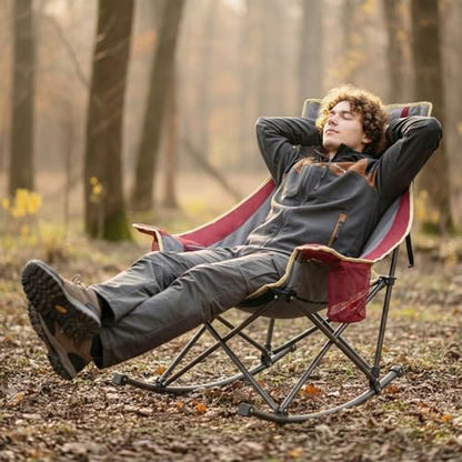 SUNNYFEEL Oversized Folding Rocking Camping Chair 2 Pack, 500lbs Red