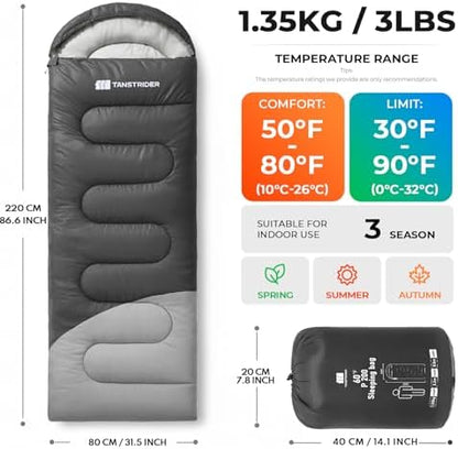 Sleeping Bags for Adults,Compact Lightweight Backpacking Sleeping Bag with Compression Sack for Youth, Camping Essentials Gearfor Hiking Travel Climbing Outdoor&Indoor Use