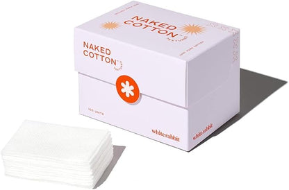 White Rabbit – Naked Cotton Textured – Unbleached Perforated Cotton Pads for Toner, Makeup Removal & Masks | Lint-Free, Exfoliating, Natural & Cruelty-Free | Korean Skin Care Product (100 Count)