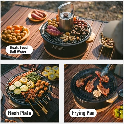 Naturehike Charcoal BBQ Grill with Heat Proof Mat, 11.8 INCH Small Grill