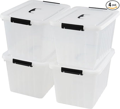 Asking 18 L Clear Plastic Storage Box with Handle, 4-Pack