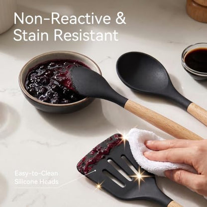 Silicone Kitchen Utensils Set, Heat-Resistant Cooking Utensils, BPA-Free