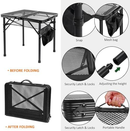 E EASTSTORM 2 Ft Folding Grill Camping Table with Mesh Bag,Small