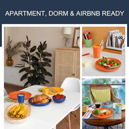 56 Piece Dinnerware Set for 8, Unbreakable Plates and Bowls Sets