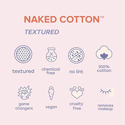 White Rabbit – Naked Cotton Textured – Unbleached Perforated Cotton Pads for Toner, Makeup Removal & Masks | Lint-Free, Exfoliating, Natural & Cruelty-Free | Korean Skin Care Product (100 Count)