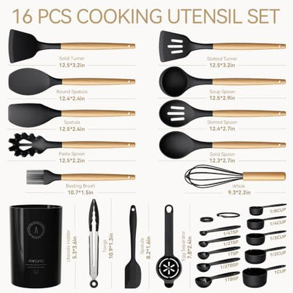 Silicone Kitchen Utensils Set, Heat-Resistant Cooking Utensils, BPA-Free