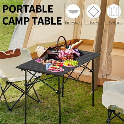SHANQUAN Camping Table Roll up Table, Fold up Lightweight Compact 2-4 Person Portable Adjustable Height Roll up Aluminum Table with Carry Bag for Outdoor, Camping, Picnic, Backyards, BBQ