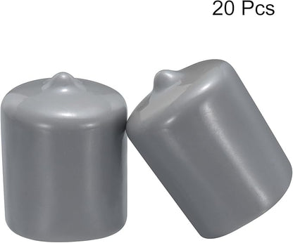 uxcell 20pcs Rubber End Caps 22mm(7/8") ID Vinyl PVC Round Tube Bolt Cap Cover Screw Thread Protectors Grey