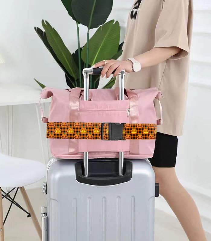 Luggage Straps for Suitcases Travel Belt Accessories, Cute Suitcase Strap, Adjustable Luggage Belt Strap, Heavy Duty with Quick-Release Buckle Luggage Strap Red Pumpkin
