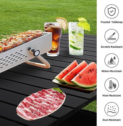 Moosinily Camping Table 4Ft Lightweight Metal Folding Picnic Camp Table Portable Roll-Up Design for Outdoor, Camp, Beach, BBQ, Patio, and Picnic with Carrying Bag 47.2''x21.6''x 19.69''