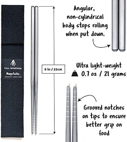 FULL WiNDSOR MAGSTICKS Resusable Magnetic Titanium Chopsticks