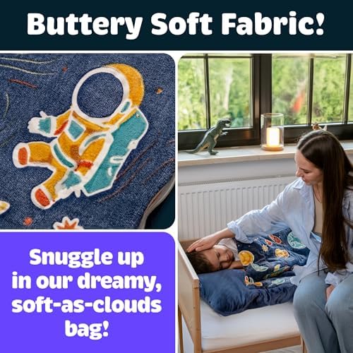 Kids Sleeping Bag for Boys & Girls - Glow in The Dark for Ages 3+, Large With Pillow Pocket, Extra Soft Toddler Blanket (66" x 33")