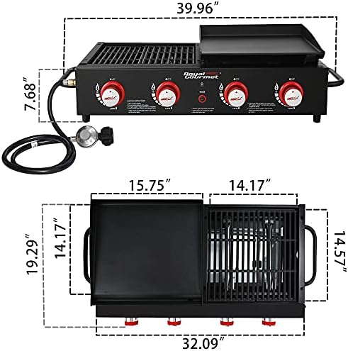 Royal Gourmet GD4002T 4-Burner Tailgater Grill and Griddle Combo