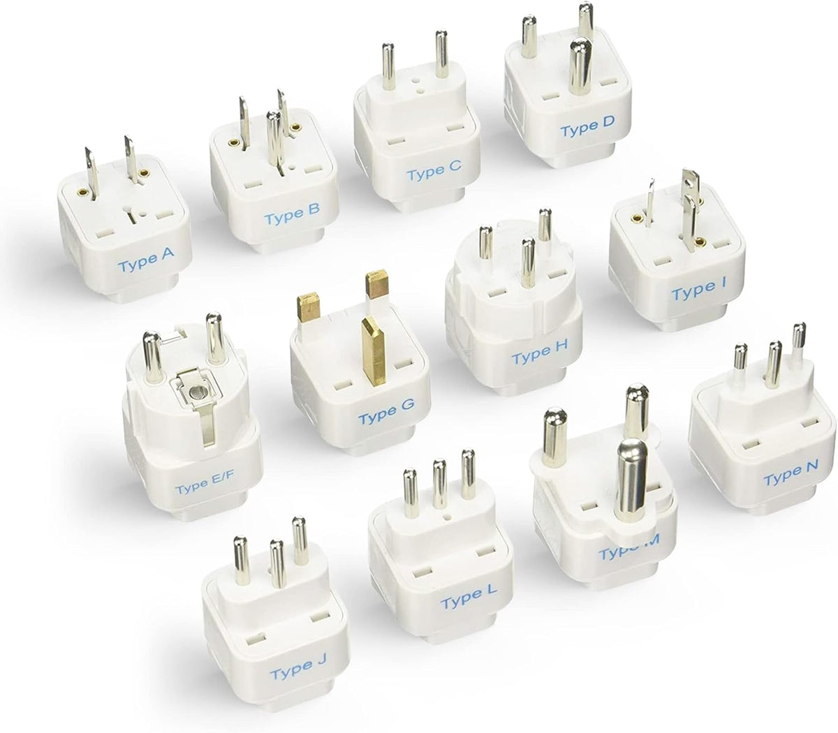 Ceptics Travel Adapter with Types A-M Plugs, Travel Plug Adapter Set Compatible with Power Sockets in All Continents, Compact World International Plug Adaptor Kit, Set of 12,GP-12PK