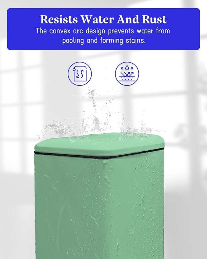 8 Gallon Slim Trash Can with Soft Close Lid, Stainless Steel Trash Can with Removal Inner Bucket, Hand -Free Trash Bin for Kitchen, Office, Laundry, Bathroom, 30 Liter Capacity, Green