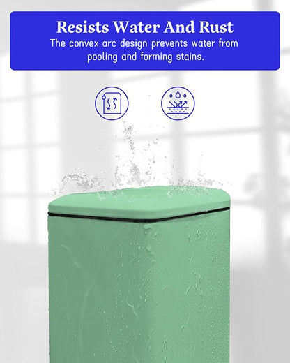 8 Gallon Slim Trash Can with Soft Close Lid, Stainless Steel Trash Can with Removal Inner Bucket, Hand -Free Trash Bin for Kitchen, Office, Laundry, Bathroom, 30 Liter Capacity, Green